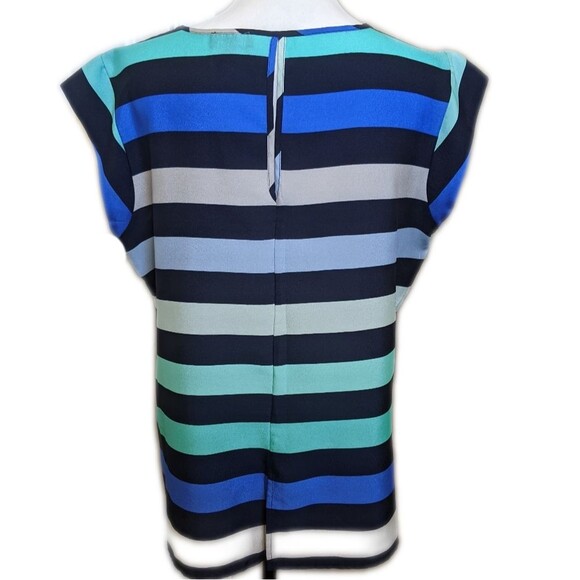 The Limited lightweight cap sleeve silky striped blouse, EUC, size L - Picture 3 of 7